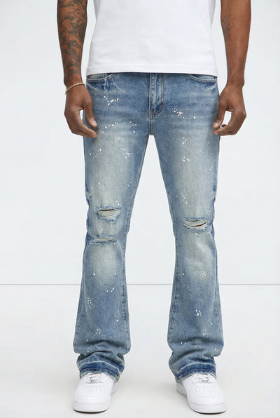 GALLERY DEPT Flared Jeans Paint Splatter - Blue