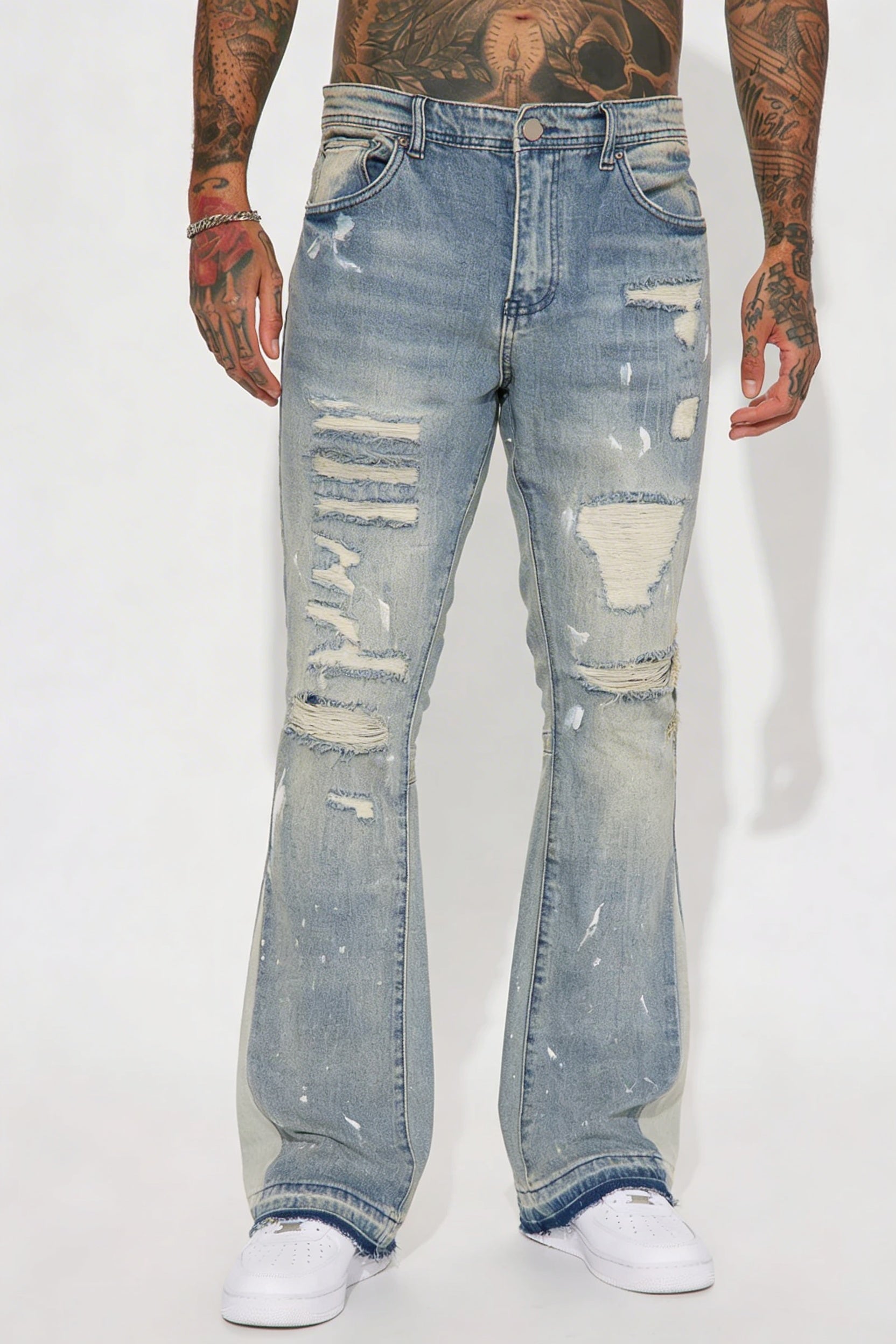 GALLERY DEPT Flared Jeans Paint Splatter – Vintage Blue