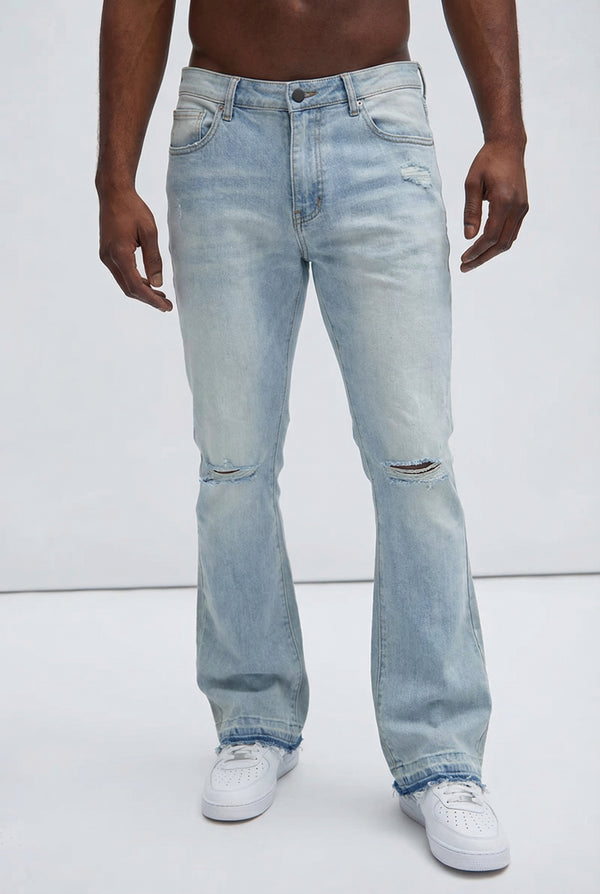 GALLERY DEPT Flared Jeans Paint Splatter – Light Wash Blue