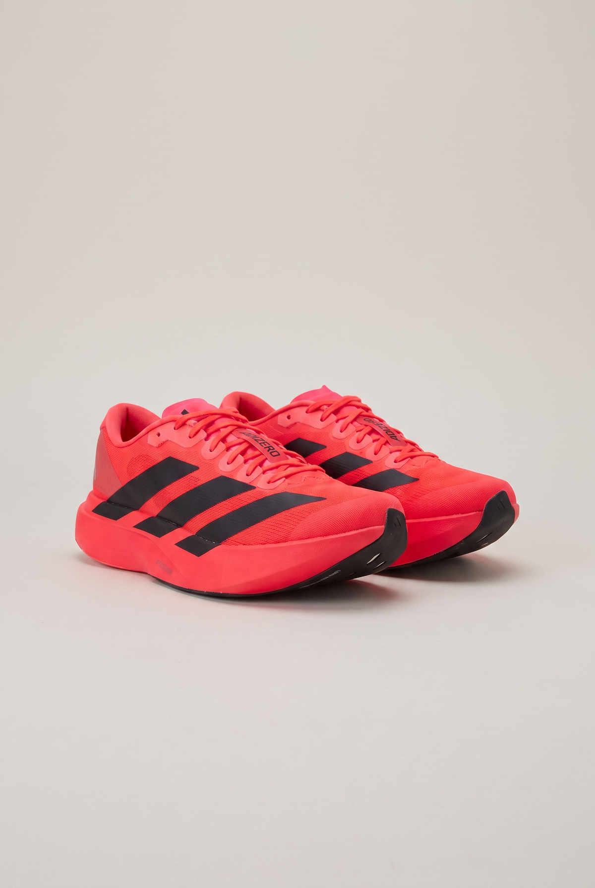 Adidas Adizero Adios Pro 3 Solar Red - pair, front three-quarter view