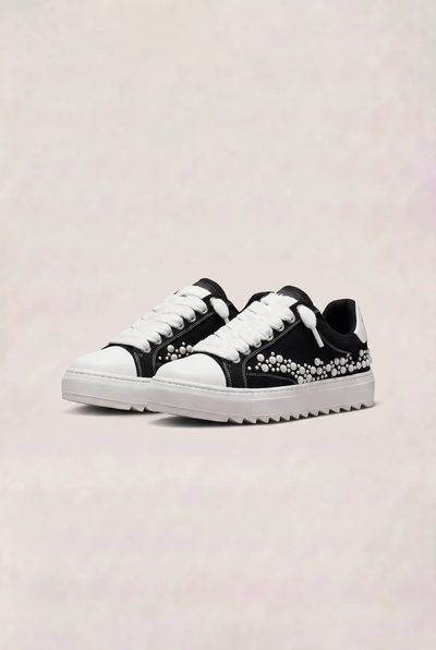 NUMERIS Low-Top Sneakers – Black Pearl Studded