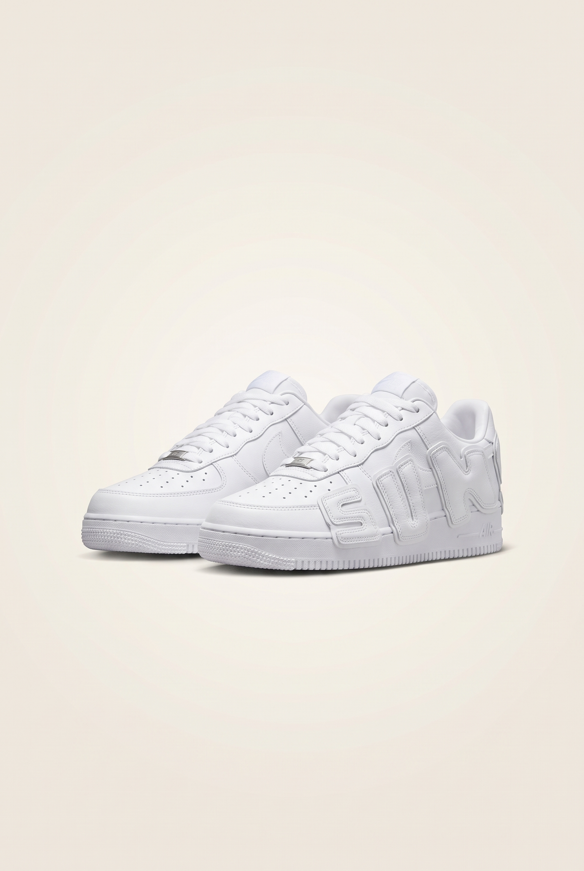 Cactus Plant Flea Market x Nike Air Force 1 Low Triple White - pair, front three-quarter view