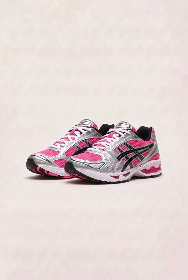 ASICS Gel-Kayano 14 Pink Glo - pair, front three-quarter view
