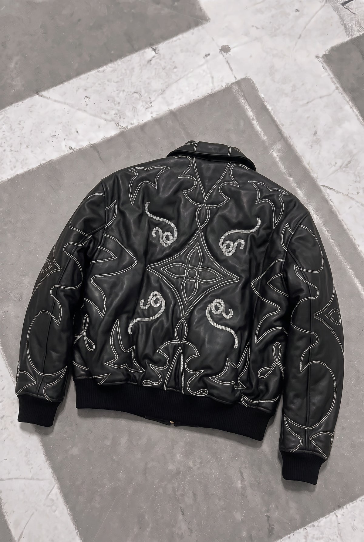 LOUIS VUITTON Western Stitch Leather Blouson – Black – back