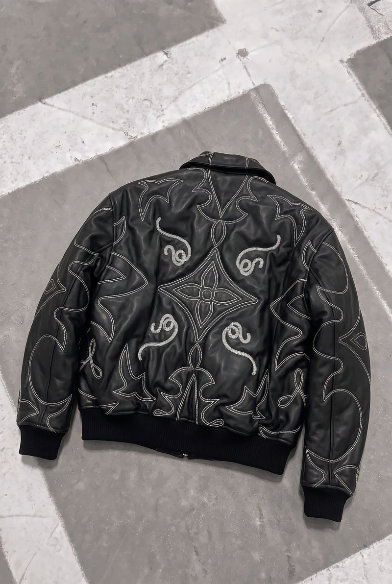 LOUIS VUITTON Western Stitch Leather Blouson – Black – back