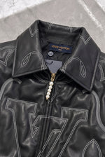 LOUIS VUITTON Western Stitch Leather Blouson – Black – collar, label and pearl zip