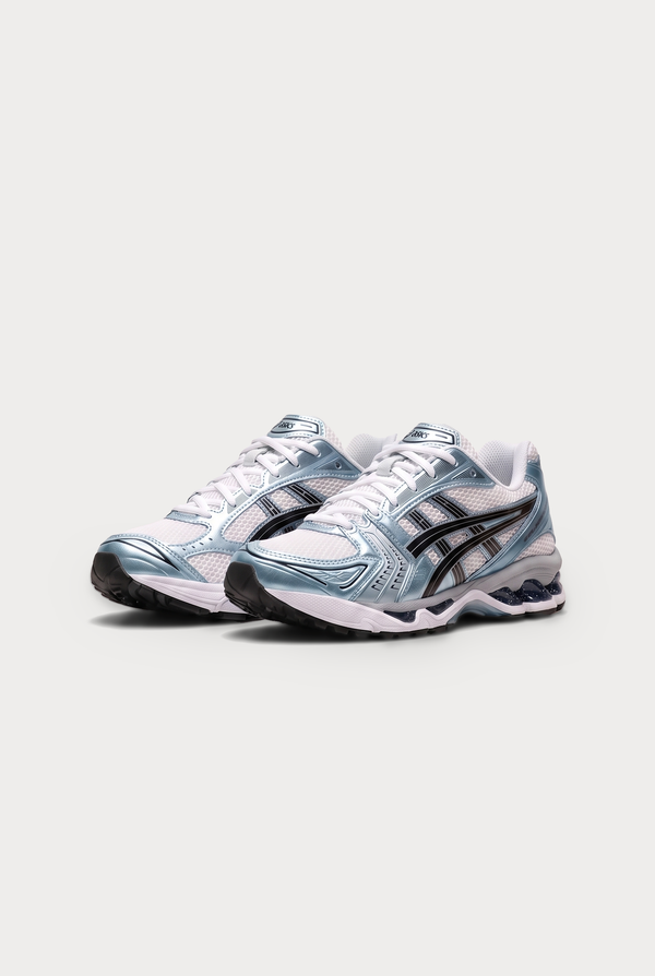 ASICS Gel-Kayano 14 White Fjord Grey - pair, front three-quarter view