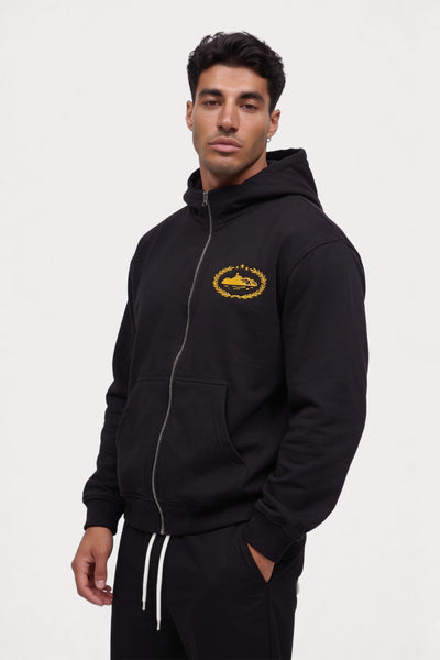 Corteiz Superior Royale Zip Hoodie - "Black/Yellow"