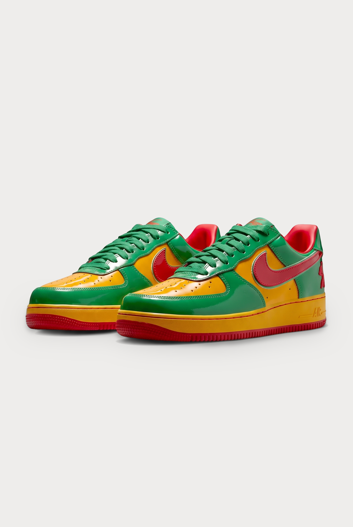 Lil Yachty x Nike Air Force 1 Lucky Green - pair, front three-quarter view