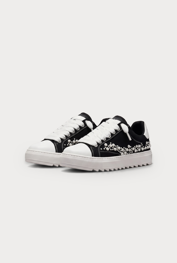 NUMERIS Low-Top Sneakers Black Pearl Studded - pair, front three-quarter view