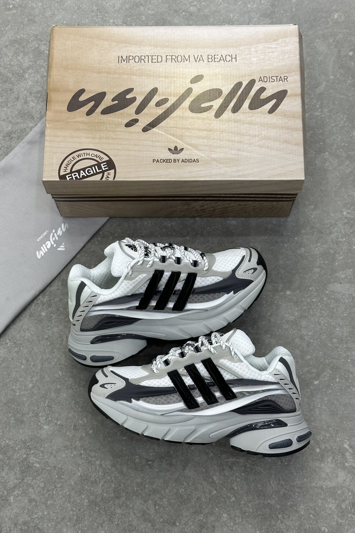 Pharrell Williams x Adidas Adistar Jellyfish – Solid Grey/Core Black/Clear Onix – pair with box